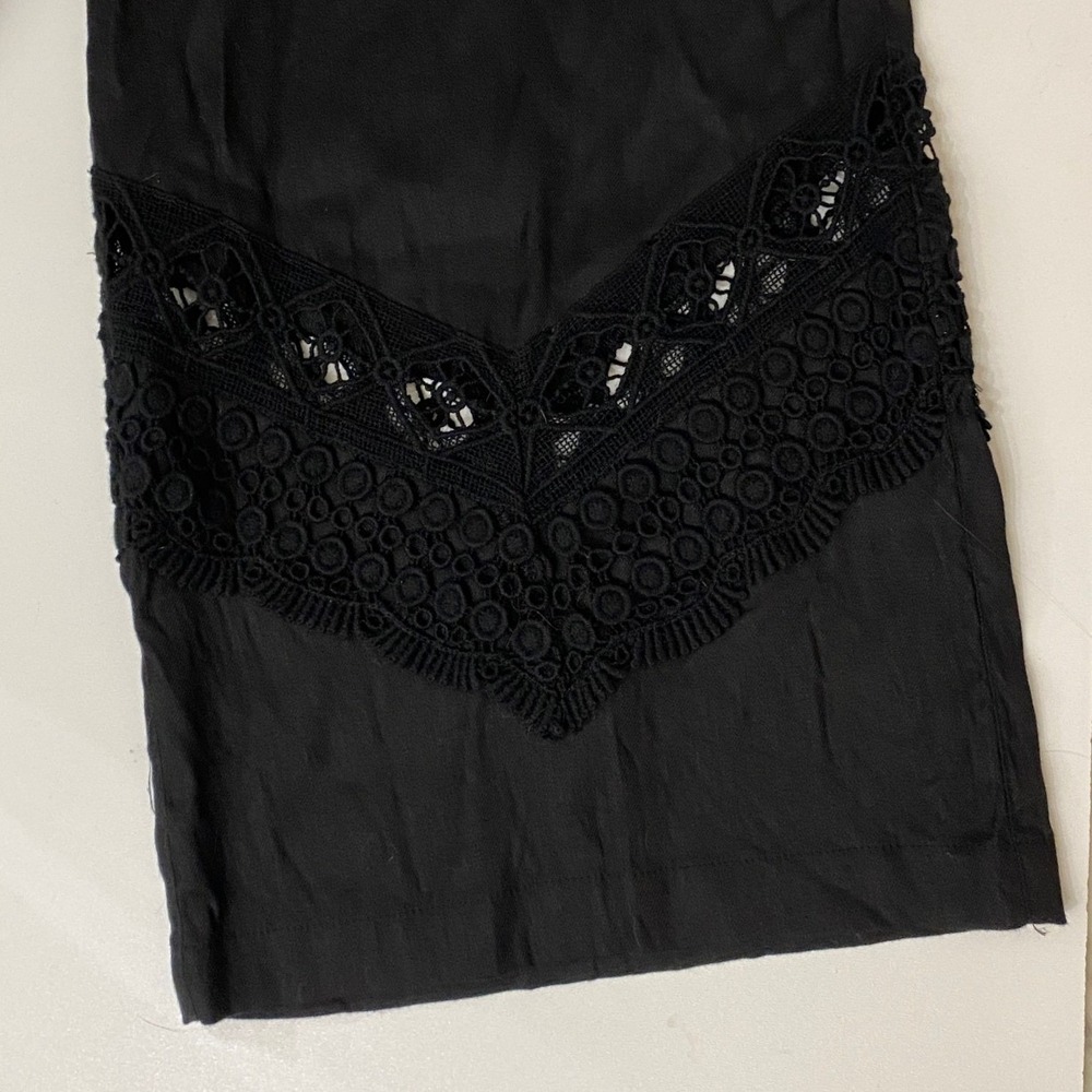 Susan Graver Black Wide Leg Cropped Pants Lace Trim Elastic Waist Women's 16 EUC - Picture 6 of 15